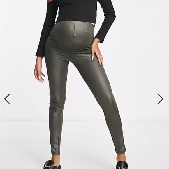 ASOS Mamalicious Maternity wet look leggings - BLACK - Picture 1 of 7